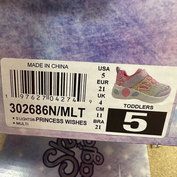 Skechers Light Up Toddler size 5 Princess Wishes Multicolored Shoes - Picture 8 of 8